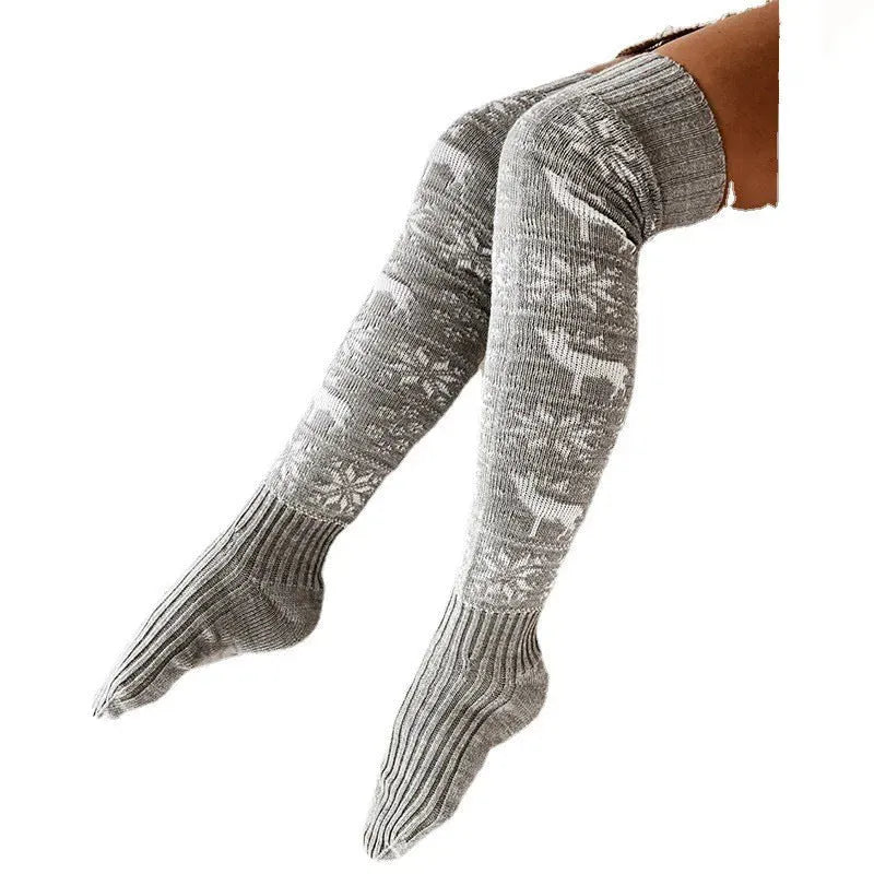Christmas Snowflake Elk Long Knitted Socks - Bellarte Enchanté Christmas Snowflake Elk Long Knitted Socks